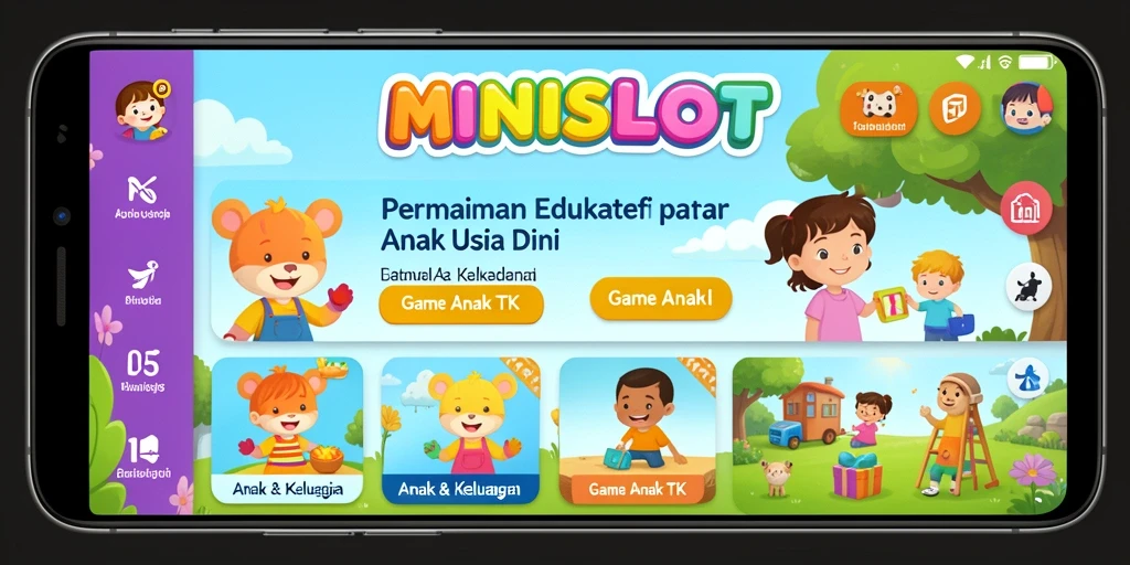 Tampilan antarmuka <strong>MINISLOT</strong> yang menarik untuk anak-anak.