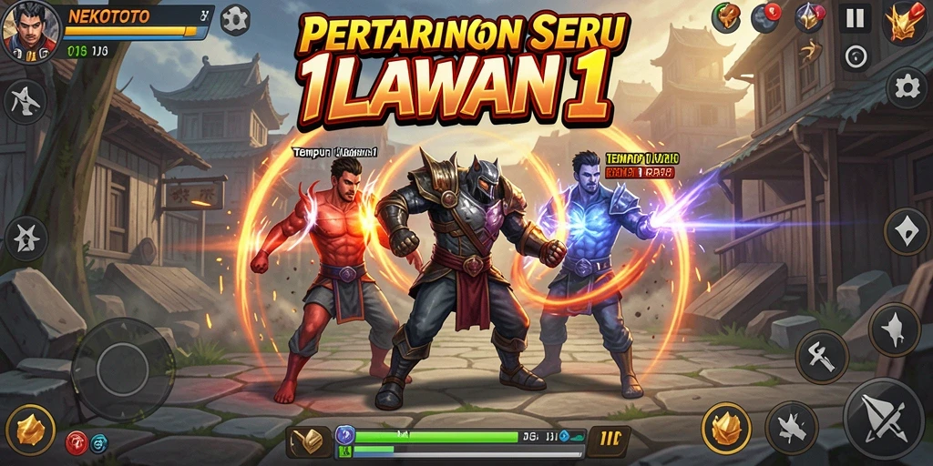 Antarmuka seru pertarungan 1 lawan 1 di NEKOTOTO.