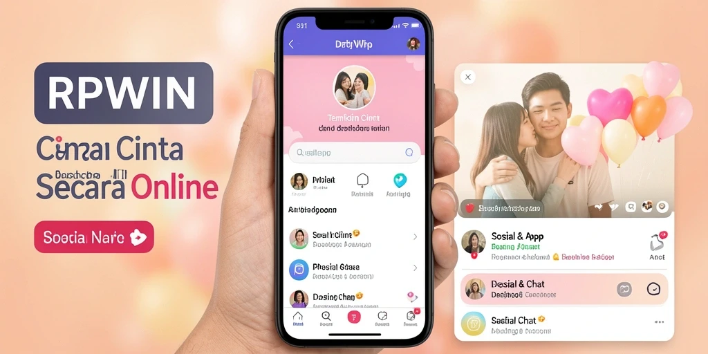 Antarmuka pengguna RPWIN menampilkan fungsi chat dan pencarian pasangan.