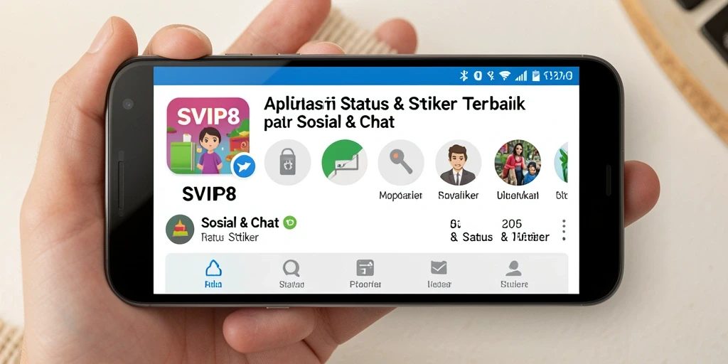 Tampilan antarmuka SVIP8 dengan stiker menarik dan berwarna.