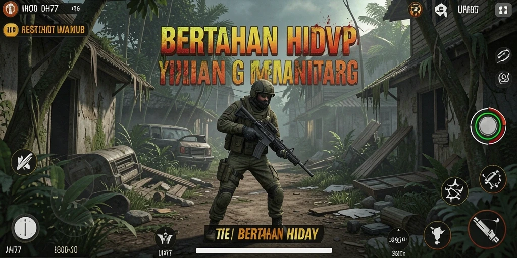 Tampilan antarmuka UH77 yang menarik dan fungsional untuk gameplay Bertahan Hidup.